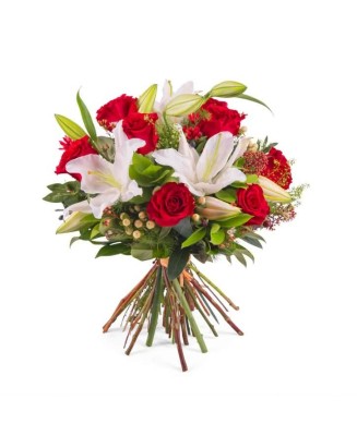 Ramo de rosas y liliums - Floristería La Gardenia - Don Benito