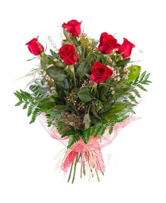Ramo de 6 Rosas Rojas - Floristería en Don Benito
