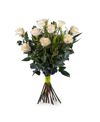 Ramo de 9 Rosas Blancas - Floristería en Don Benito