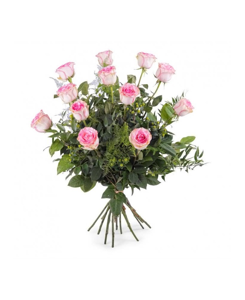 Ramo de una docena de Rosas Rosa - Floristería en Don Benito